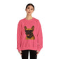 French Bulldog Wearing Sunglasses - Adult Crewneck Sweatshirt
