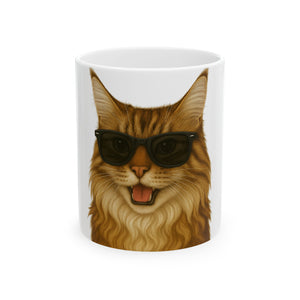 Maine Coon Wearing Sunglasses Ceramic Mug