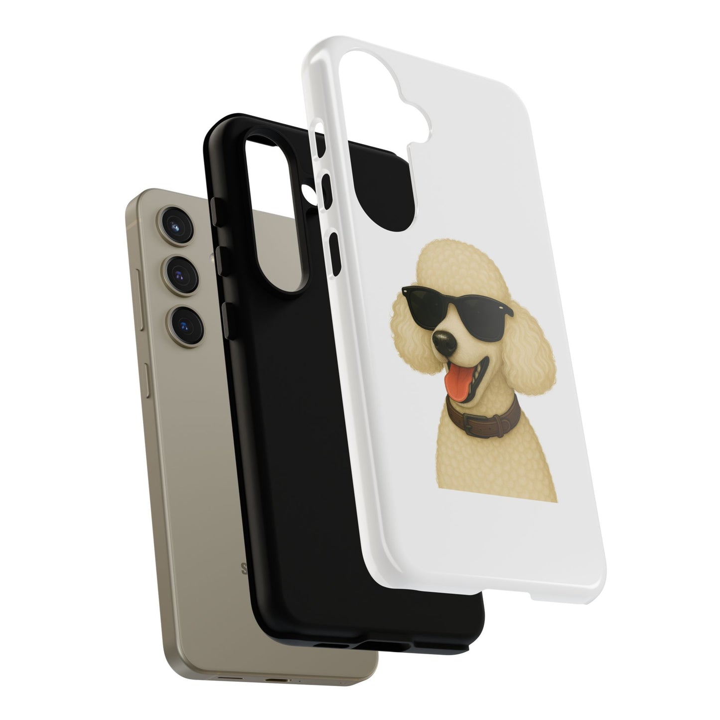 White Poodle Wearing Sunglasses - Tough Phone Case
