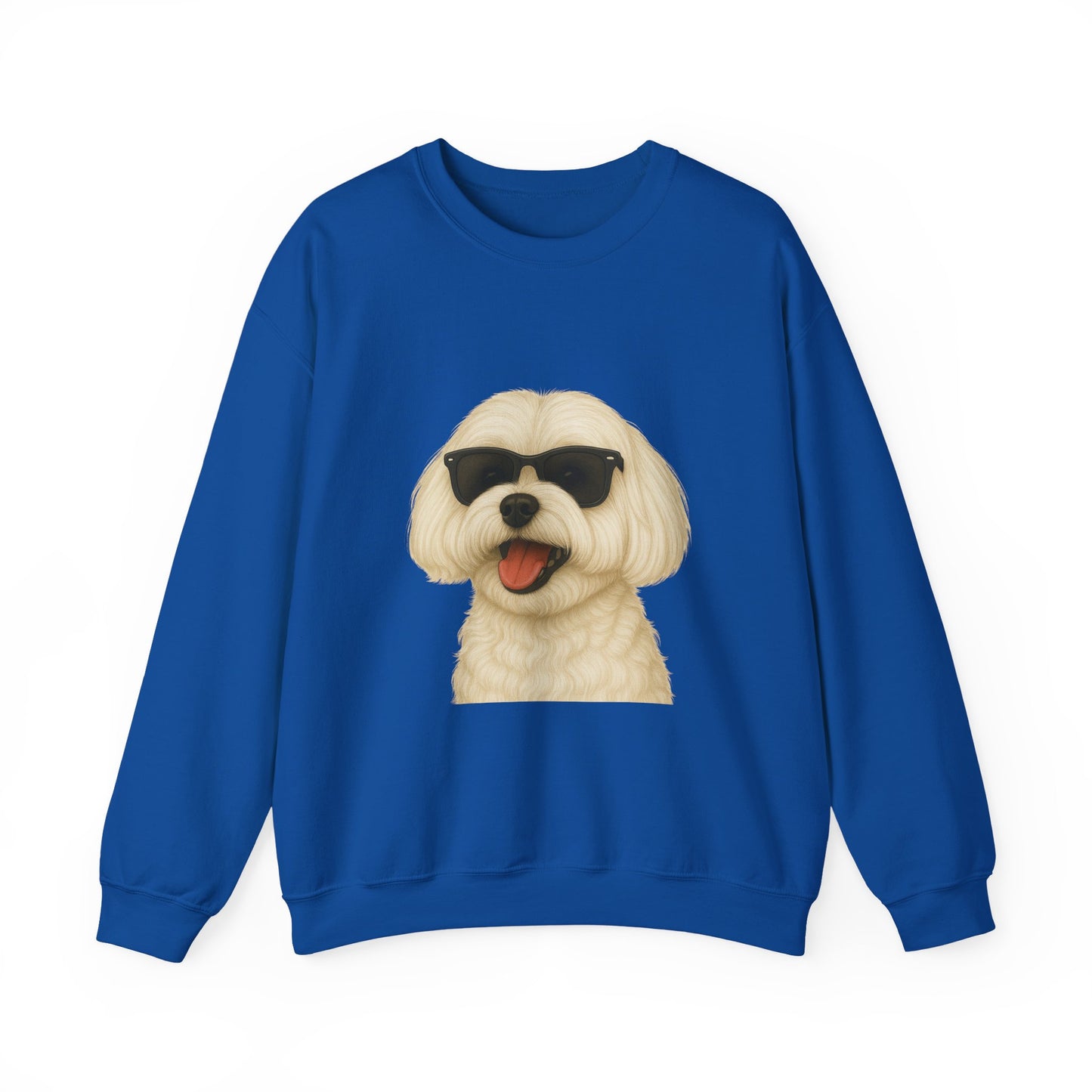 Maltese Wearing Sunglasses - Adult Crewneck Sweatshirt