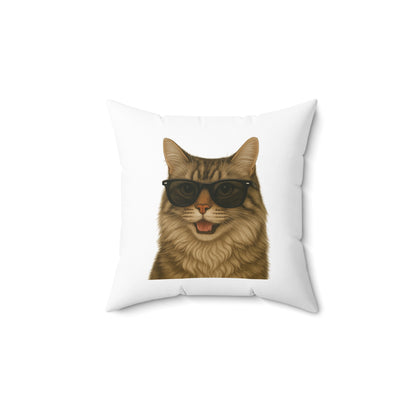 Siberian Cat Wearing Sunglasses - Throw Pillow