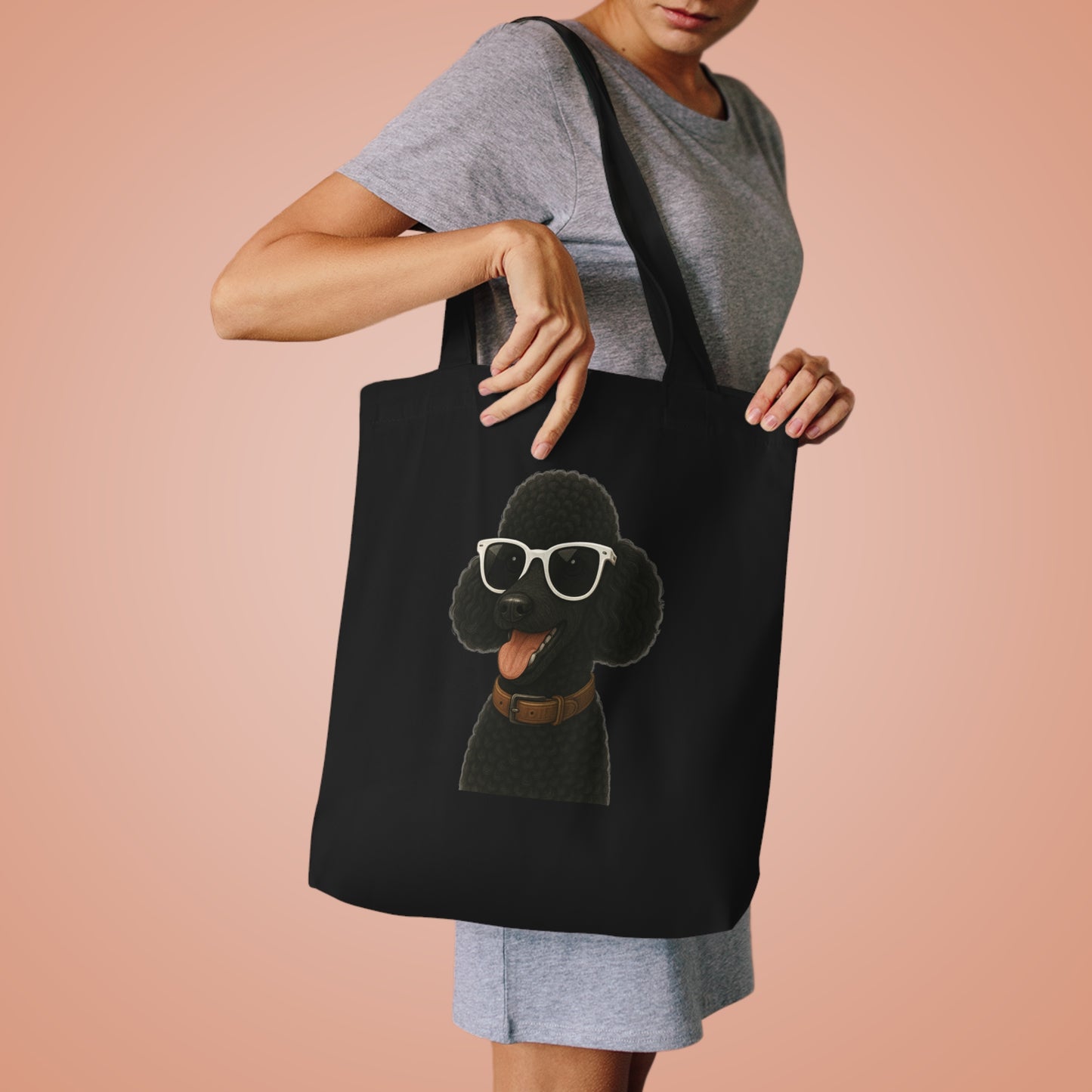 Black Poodle Wearing Sunglasses Cotton Tote Bag