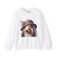 Collie Wearing Cloche Hat - Adult Crewneck Sweatshirt - Too Cute Pets