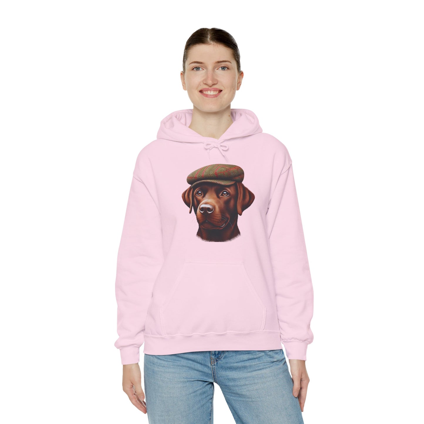 Brown Labrador Wearing Tweed Flat Cap - Adult Hoodie - Too Cute Pets