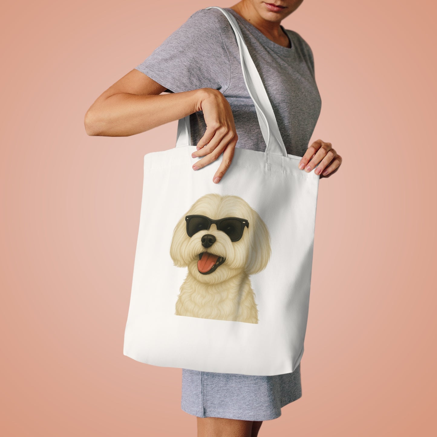 Maltese Wearing Sunglasses Cotton Tote Bag