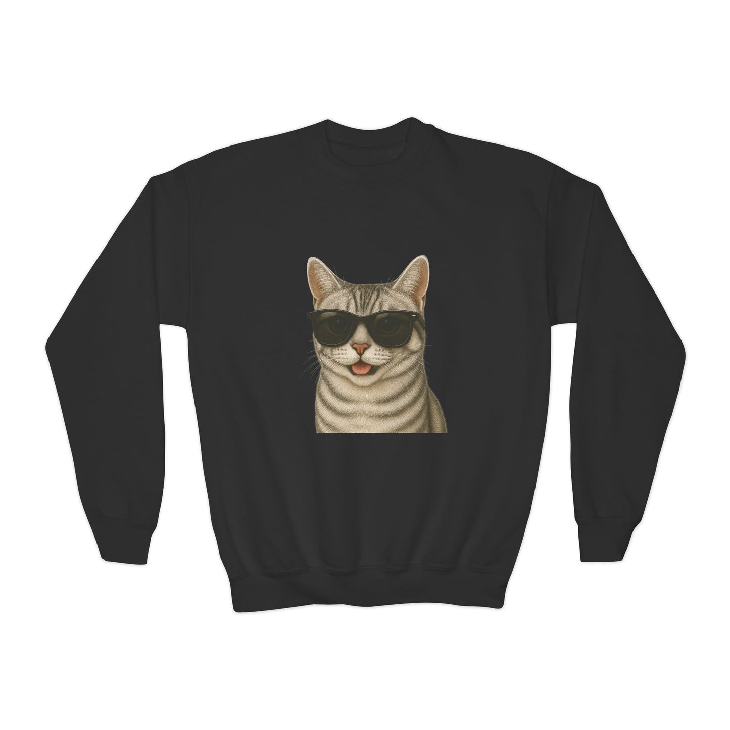 American Shorthair Silver Tabby Cat Wearing Sunglasses - Youth Sweatshirt