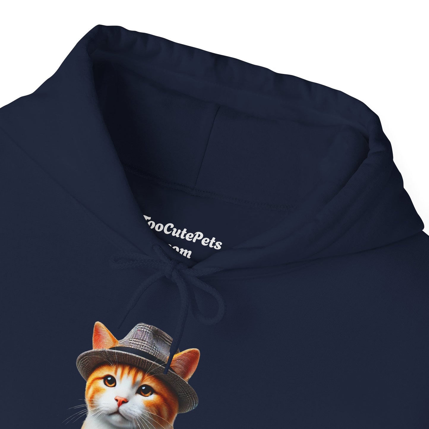 Cool Tabby Kitten Wearing Fedora Hat - Adult Hoodie - Too Cute Pets