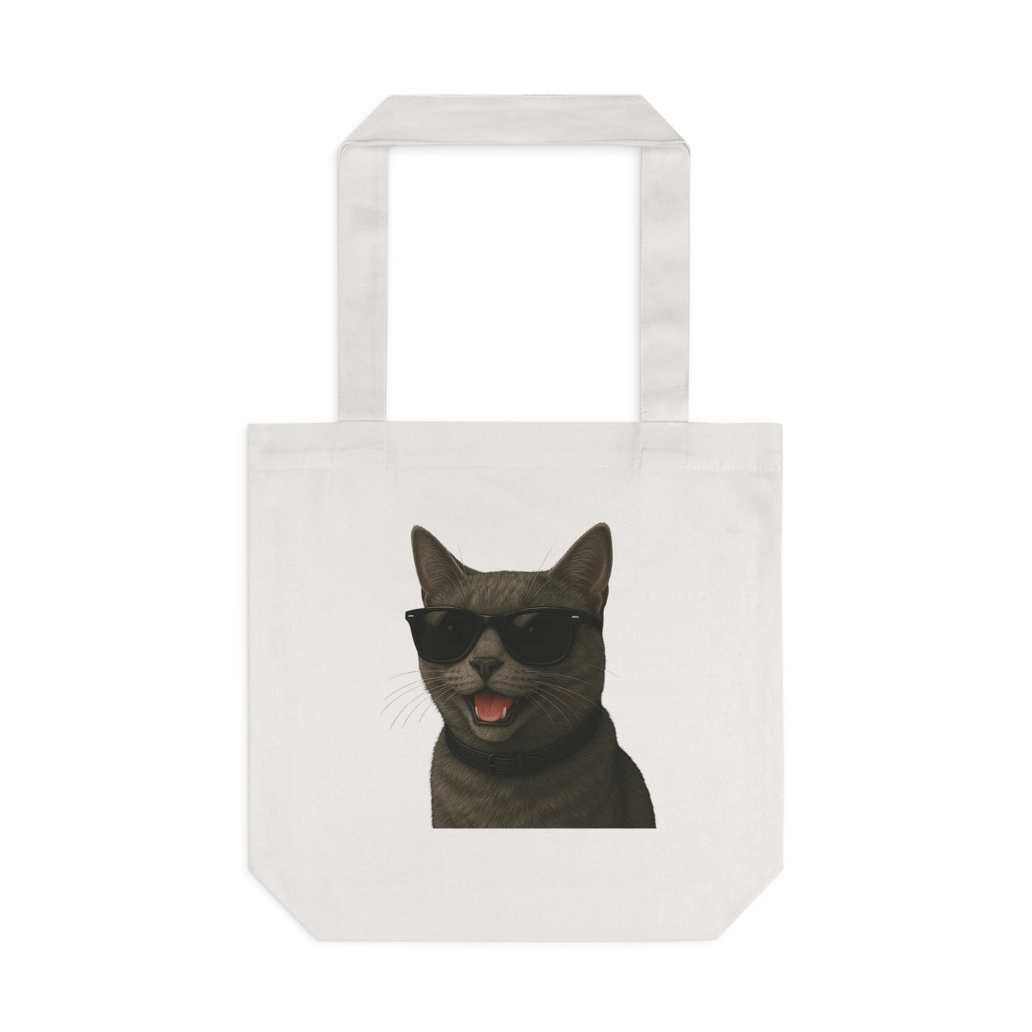 Gray Cat Wearing Sunglasses Cotton Tote Bag