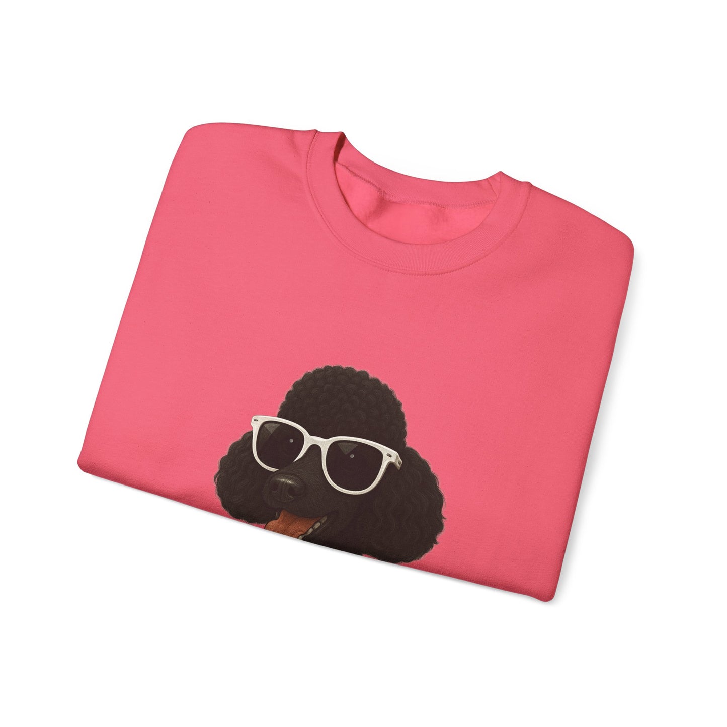 Black Poodle Wearing Sunglasses - Adult Crewneck Sweatshirt