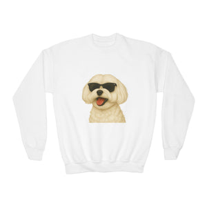 Maltese Wearing Sunglasses - Youth Sweatshirt