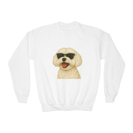 Maltese Wearing Sunglasses - Youth Sweatshirt