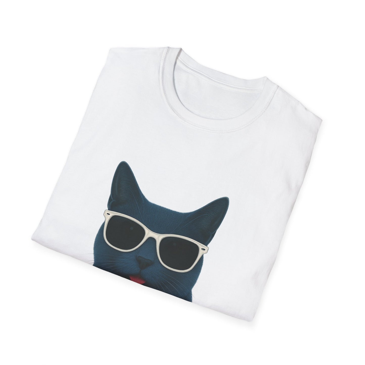 Russian Blue Cat Wearing Sunglasses - Adult T-Shirt