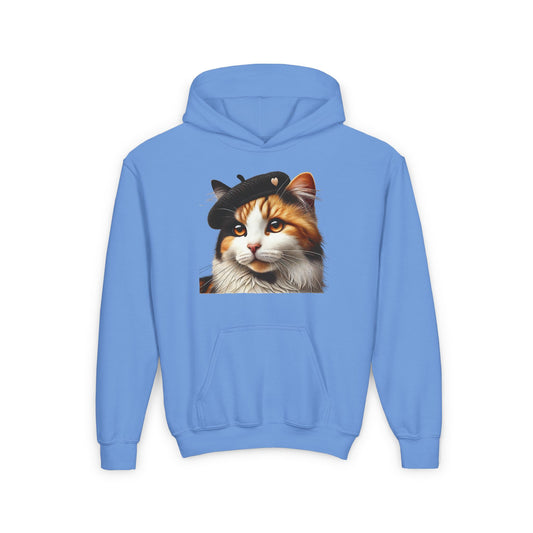 Calico Cat Heart Beret Hoodie - Youth Sweatshirt - Too Cute Pets