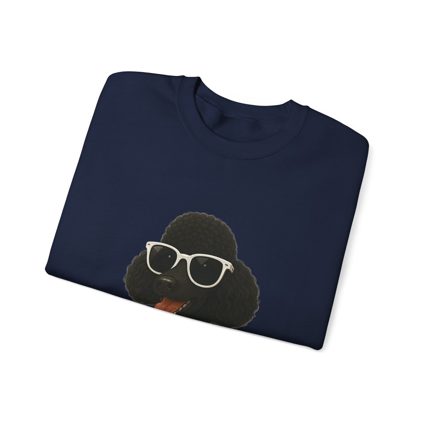 Black Poodle Wearing Sunglasses - Adult Crewneck Sweatshirt
