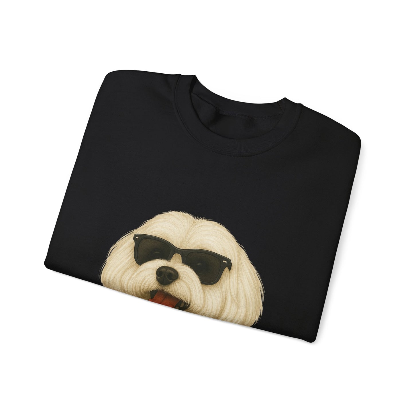 Maltese Wearing Sunglasses - Adult Crewneck Sweatshirt