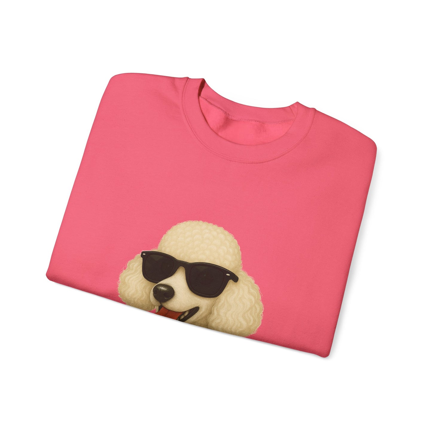 White Poodle Wearing Sunglasses - Adult Crewneck Sweatshirt