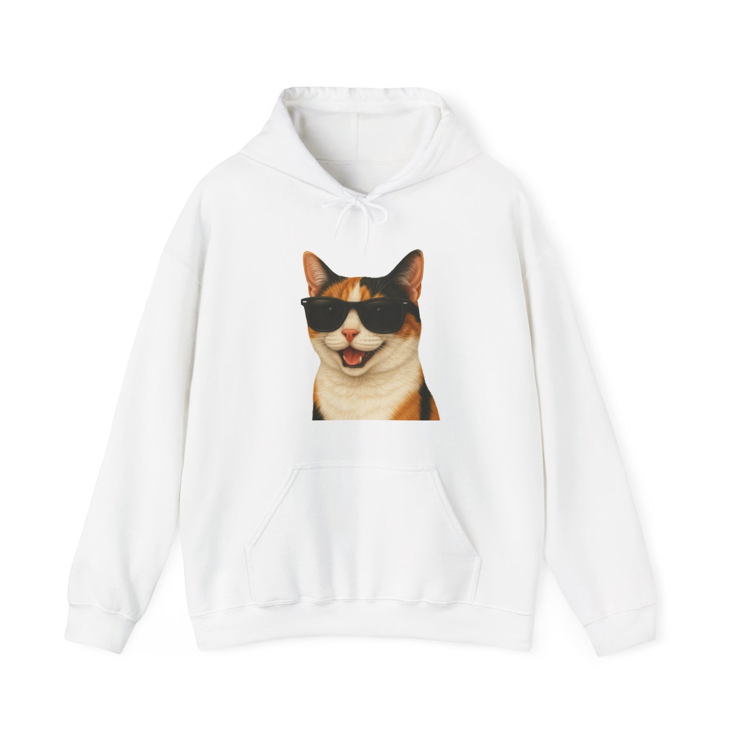Calico Shorthair Cat Wearing Sunglasses - Adult Hoodie