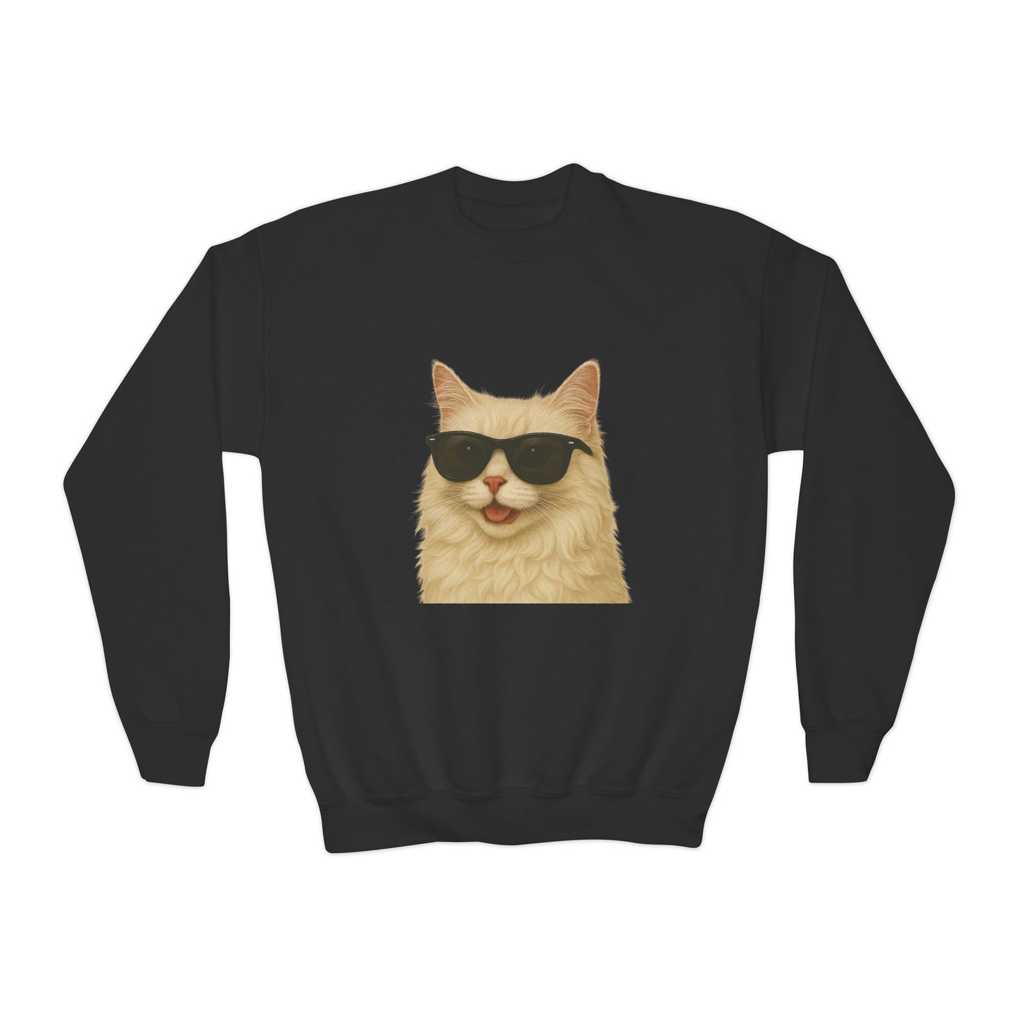 Domestic Longhaired Cream Colored Cat Wearing Sunglasses - Youth Sweatshirt