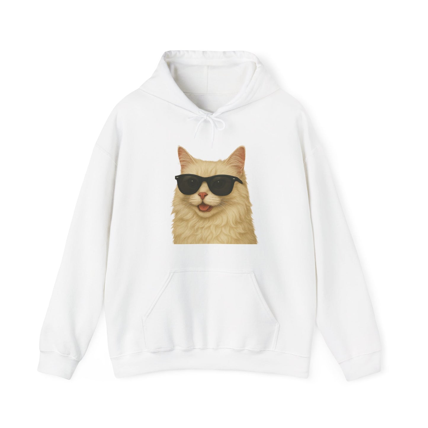 Cream Longhair Cat Wearing Sunglasses - Adult Hoodie