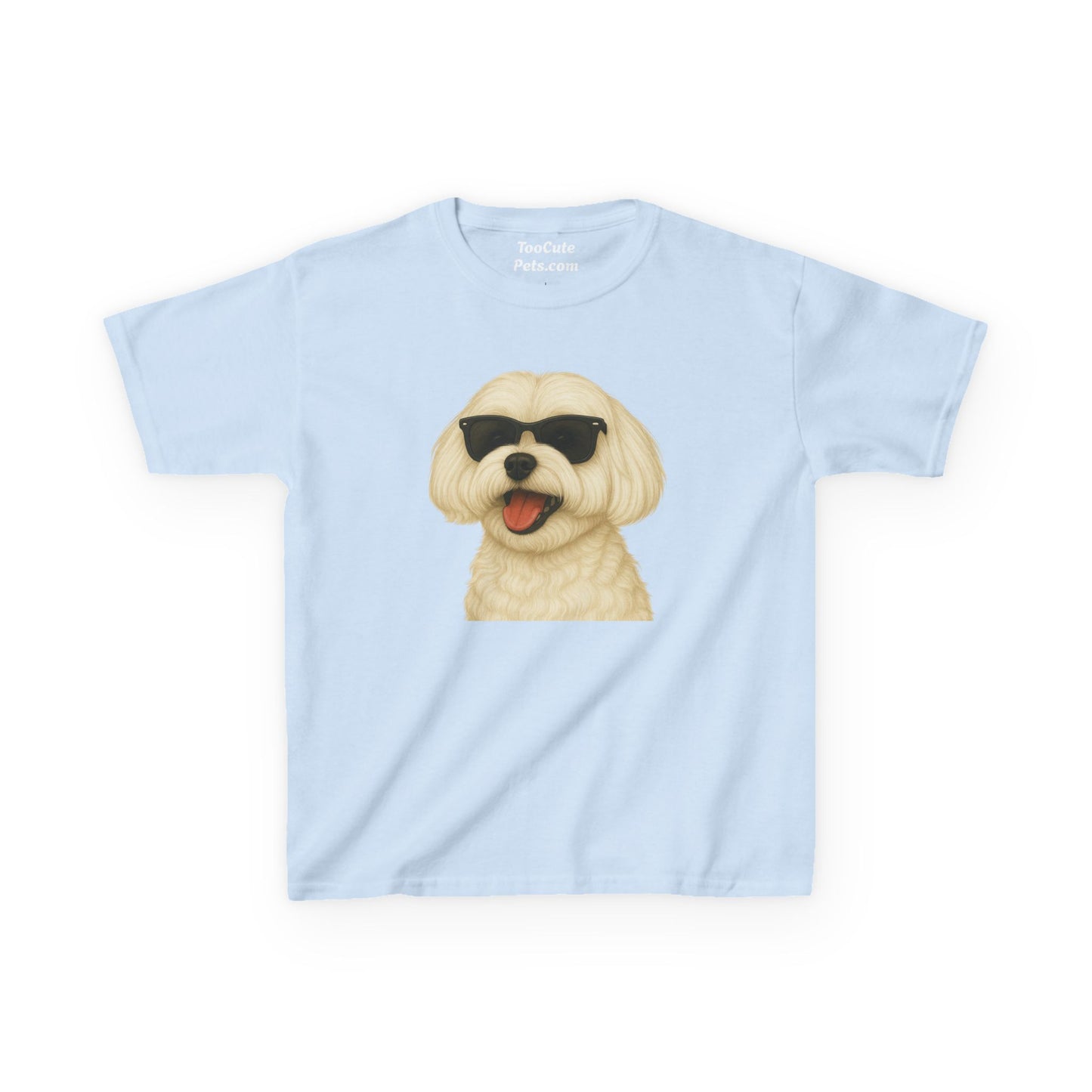 White Maltese Wearing Sunglasses - Kids Tee