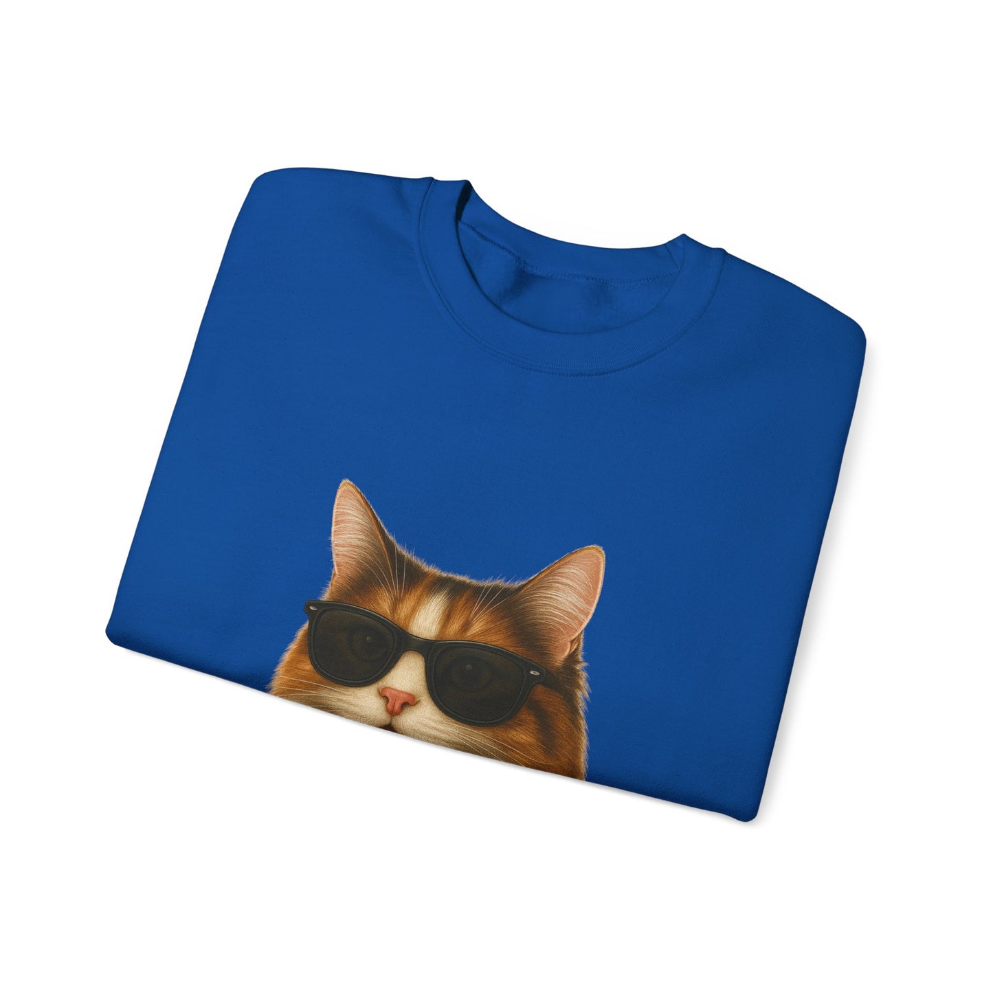 Calico Cat Wearing Sunglasses - Adult Crewneck Sweatshirt