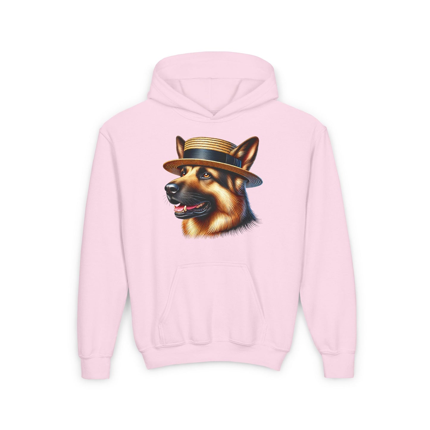 German Shepherd Boater Hat - Youth Hooded Sweatshirt - Too Cute Pets