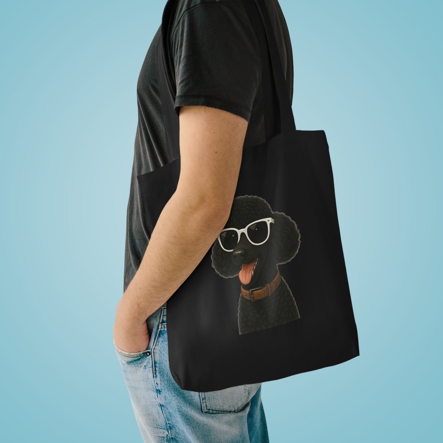 Black Poodle Wearing Sunglasses Cotton Tote Bag