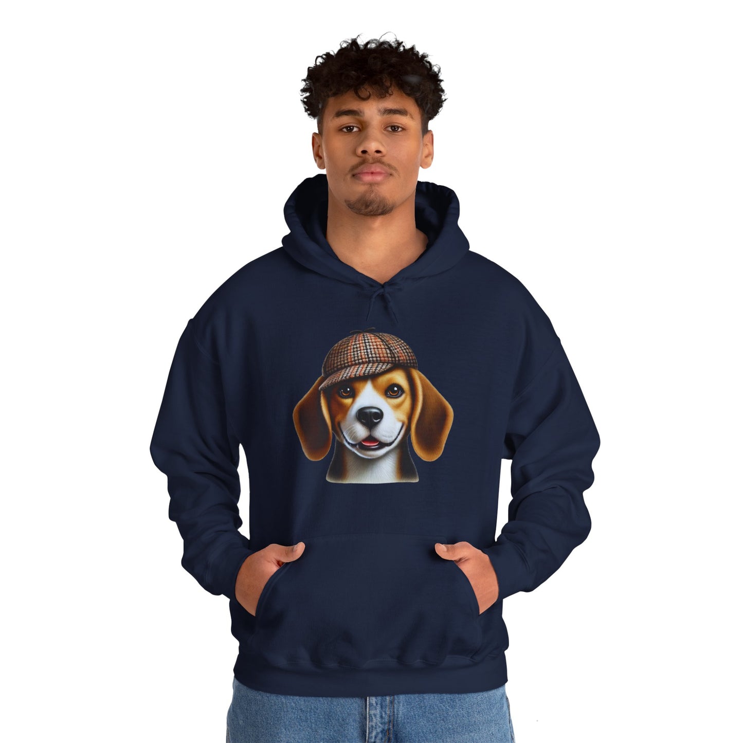 Smiling Beagle Wearing Deerstalker Hat - Adult Hoodie - Too Cute Pets