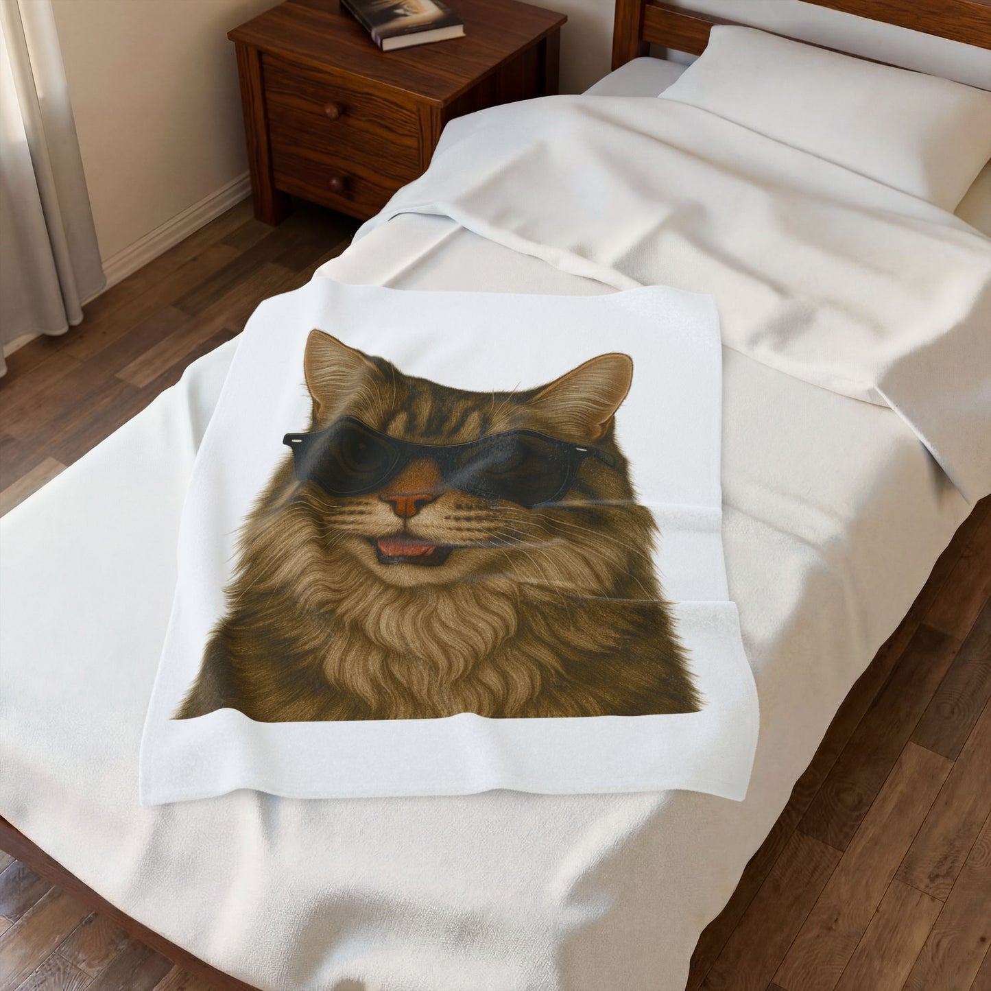 Siberian Cat Wearing Sunglasses - Sherpa Blanket