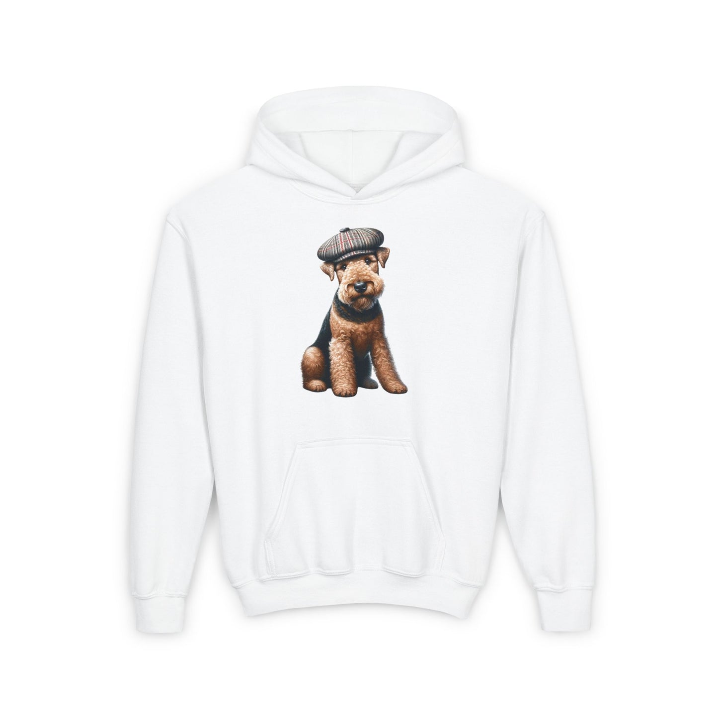 Aerdale Terrier Wearing Tweed Flat Cap #2-  Youth Hoodie - Too Cute Pets