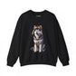 Husky in Fur Trappers Hat - Adult Crewneck Sweatshirt - Too Cute Pets