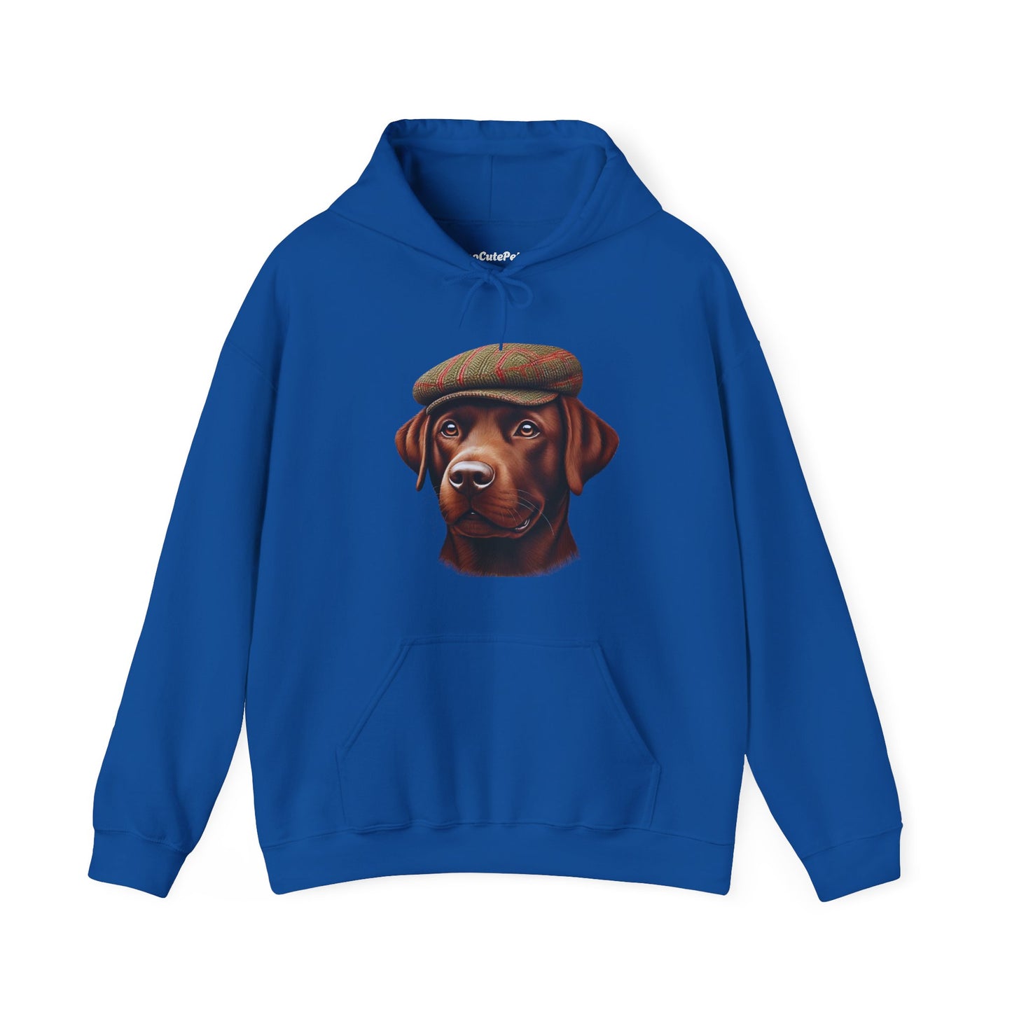 Brown Labrador Wearing Tweed Flat Cap - Adult Hoodie - Too Cute Pets