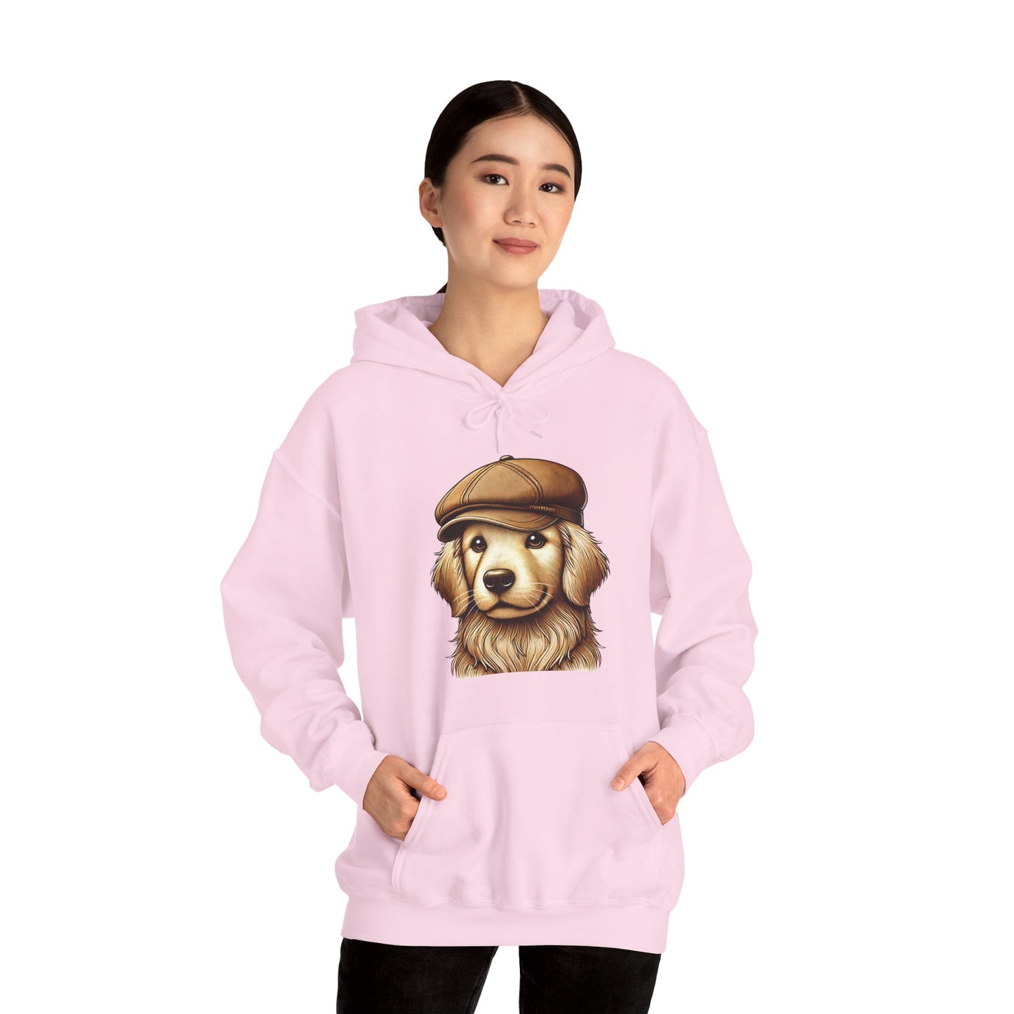 Golden Retriever Wearing Newsboy Hat - Adult Hoodie - Too Cute Pets