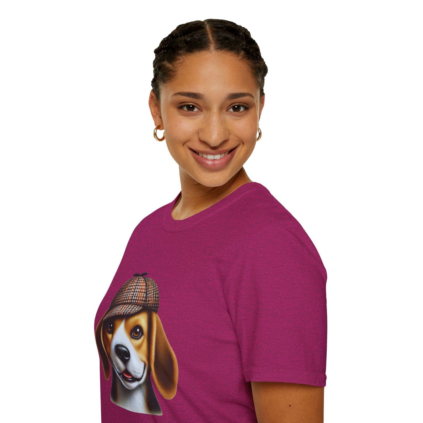 Smiling Beagle Wearing A Deerstalker Hat - Adult T-Shirt - Too Cute Pets