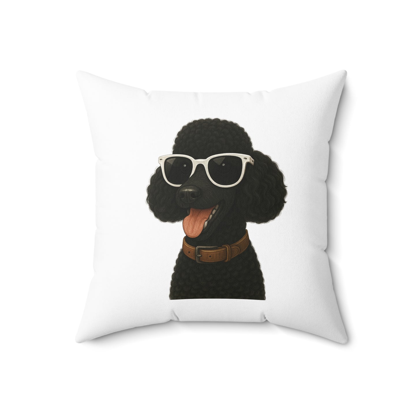 Black Poodle Wearing Sunglasses - Throw Pillow