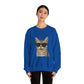 American Shorthair Silver Tabby Wearing Sunglasses - Adult Crewneck Sweatshirt