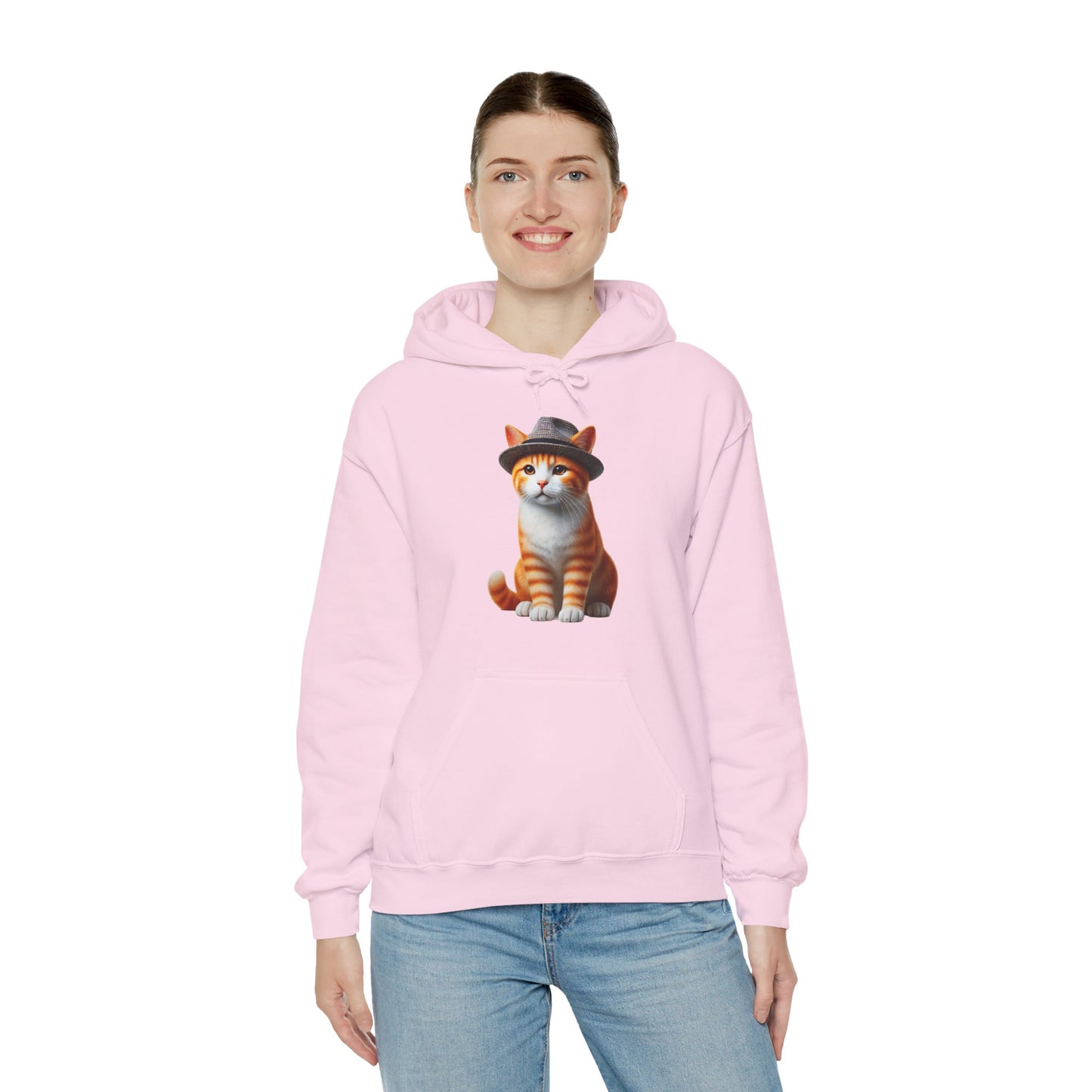 Cool Tabby Kitten Wearing Fedora Hat - Adult Hoodie - Too Cute Pets