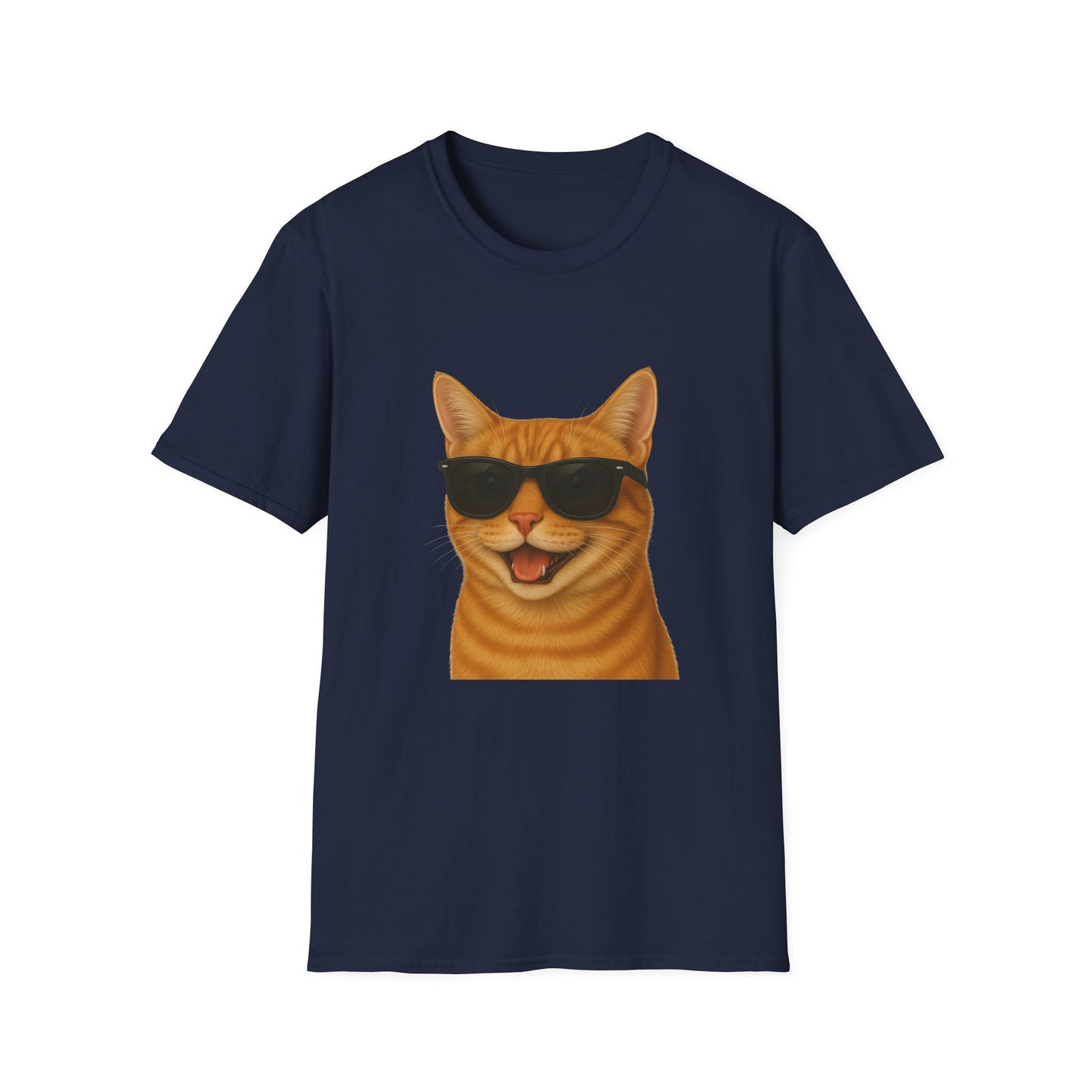 Orange Tabby Cat Wearing Sunglasses - Adult T-Shirt