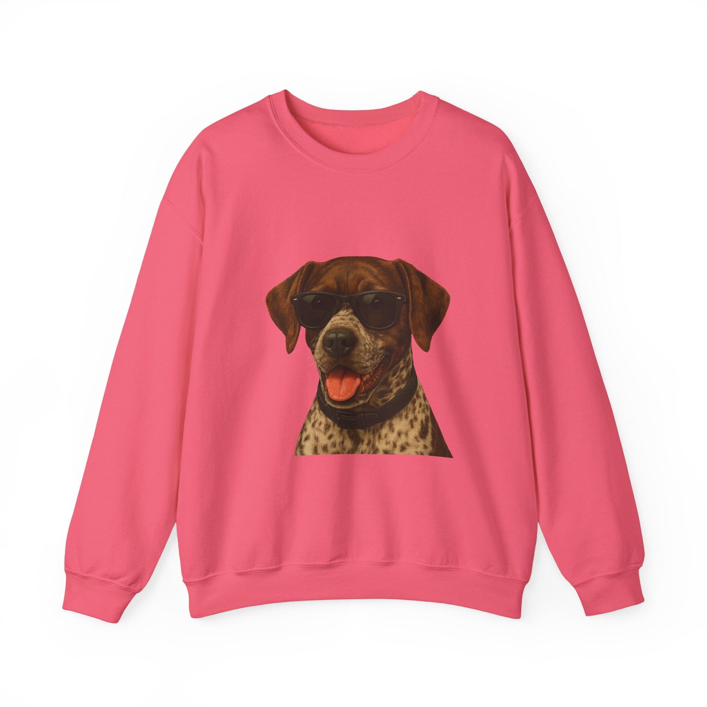 German Shorthaired Pointer Wearing Sunglasses - Adult Crewneck Sweatshirt