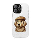 Golden Retriever Wearing a Newsboy Cap - Tough Phone Case