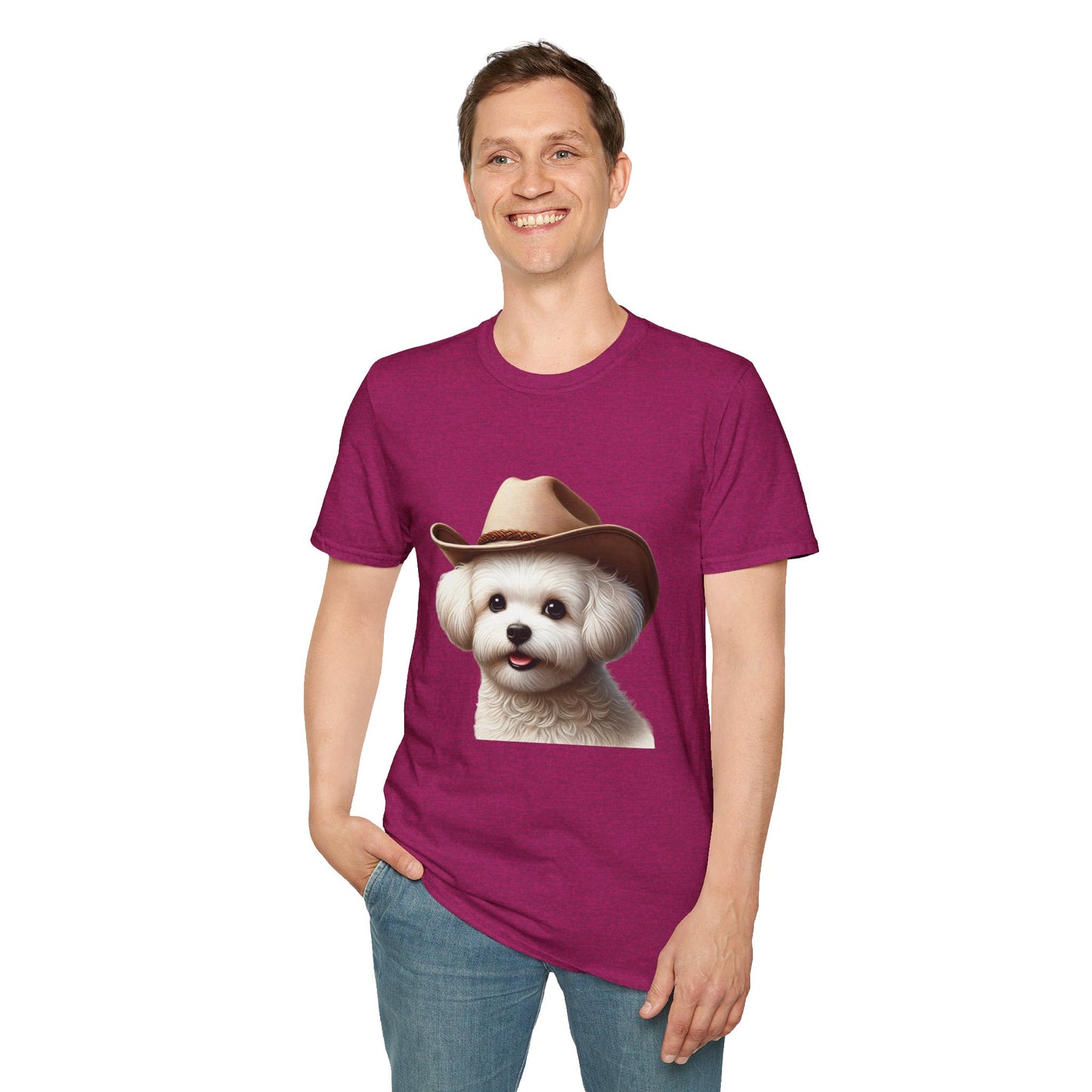 Cute Maltese Wearing Cowgirl Hat - Adult T-shirt - Too Cute Pets