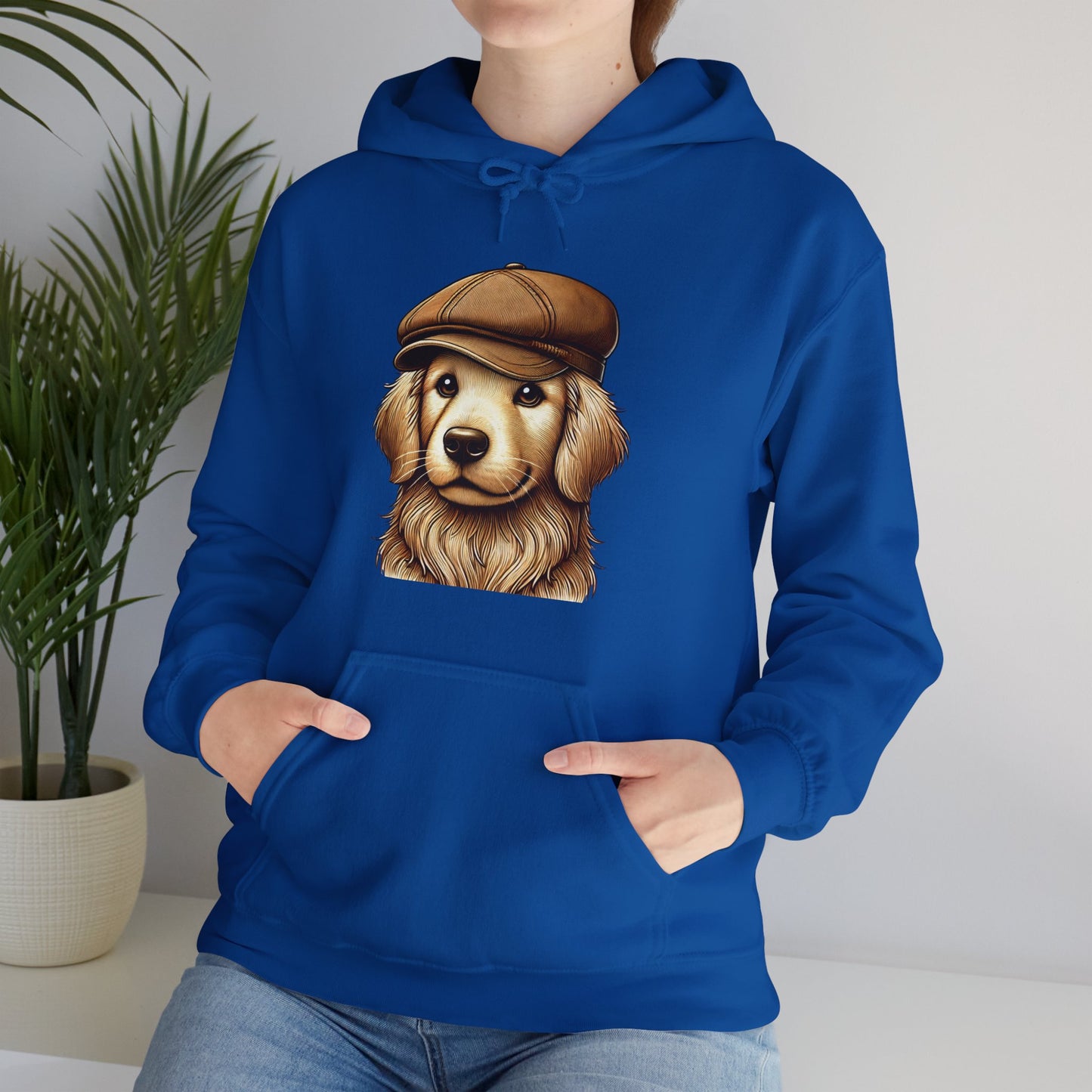 Golden Retriever Wearing Newsboy Hat - Adult Hoodie - Too Cute Pets