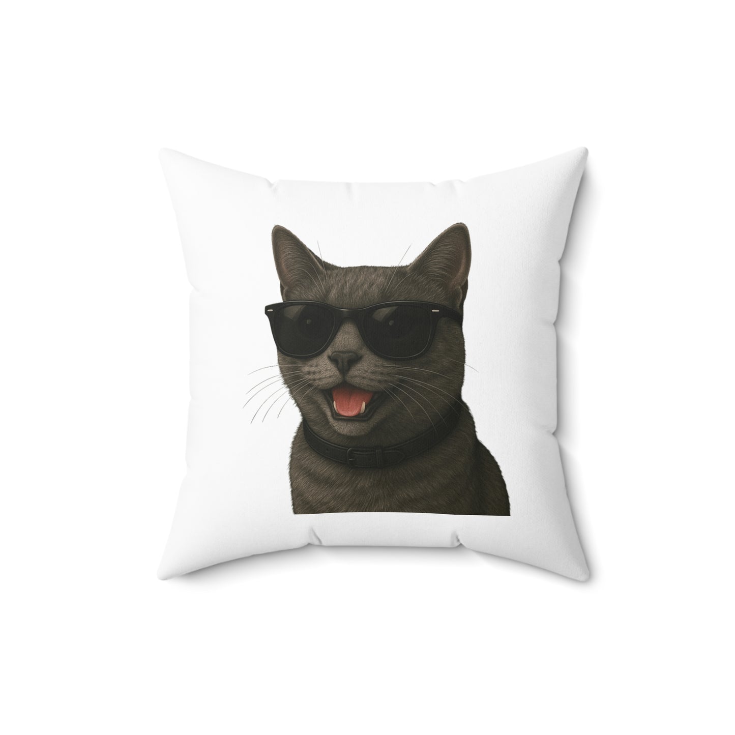 Gray Cat Wearing Sunglasses - Throw Pillow