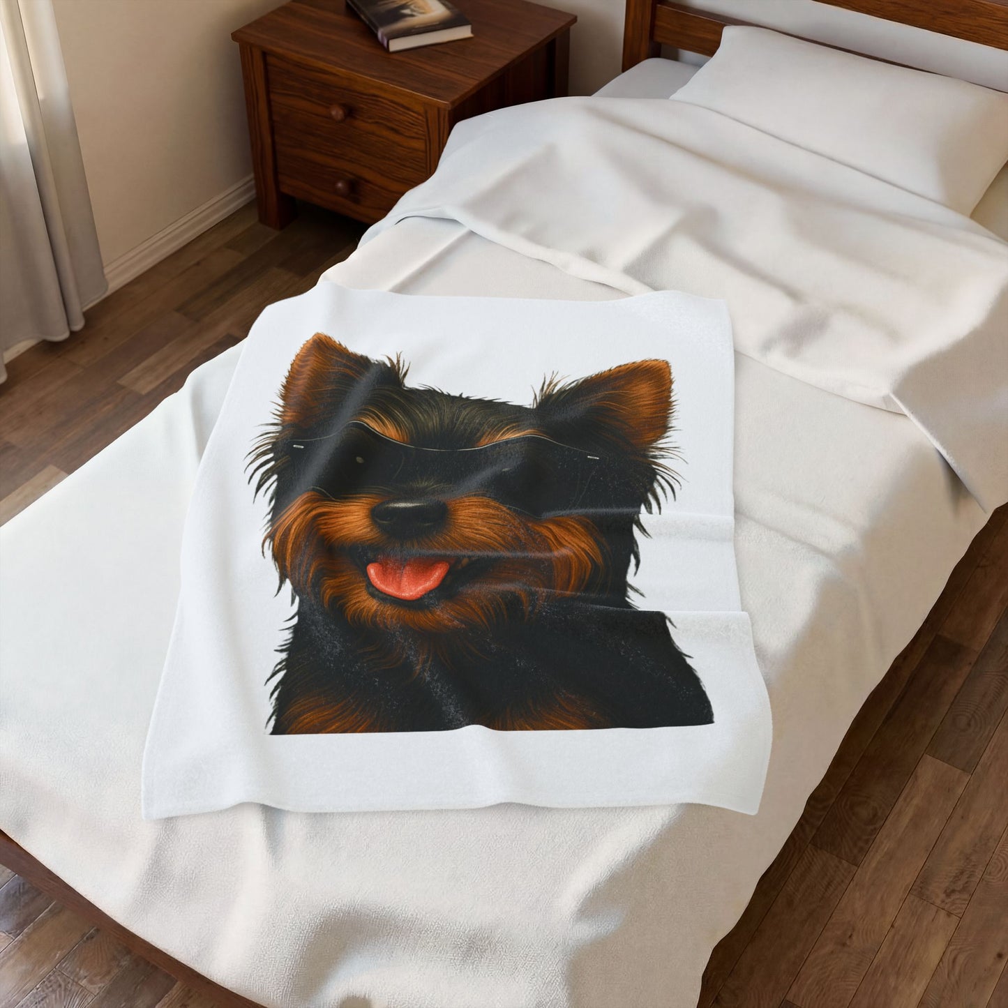 Yorkshire Terrier Wearing Sunglasses - Sherpa Blanket