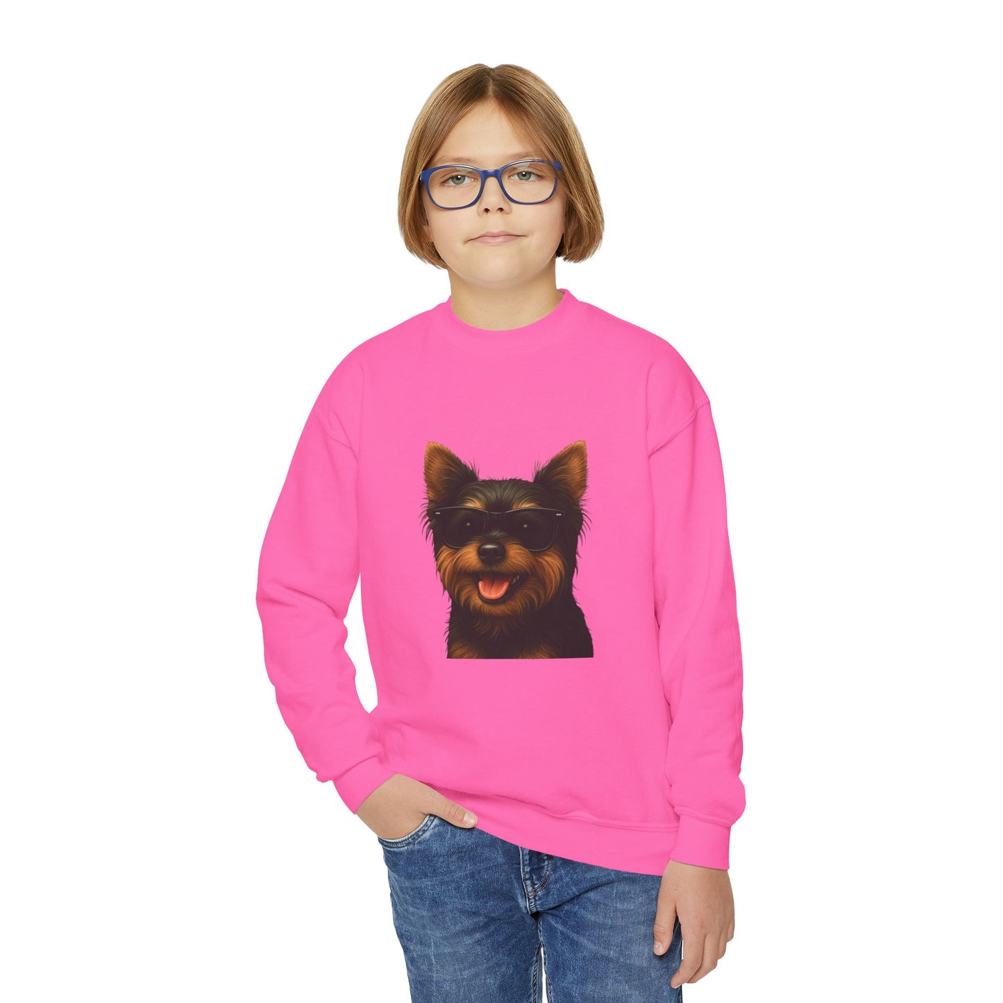 Yorkshire Terrier Wearing Sunglasses - Youth Sweatshirt