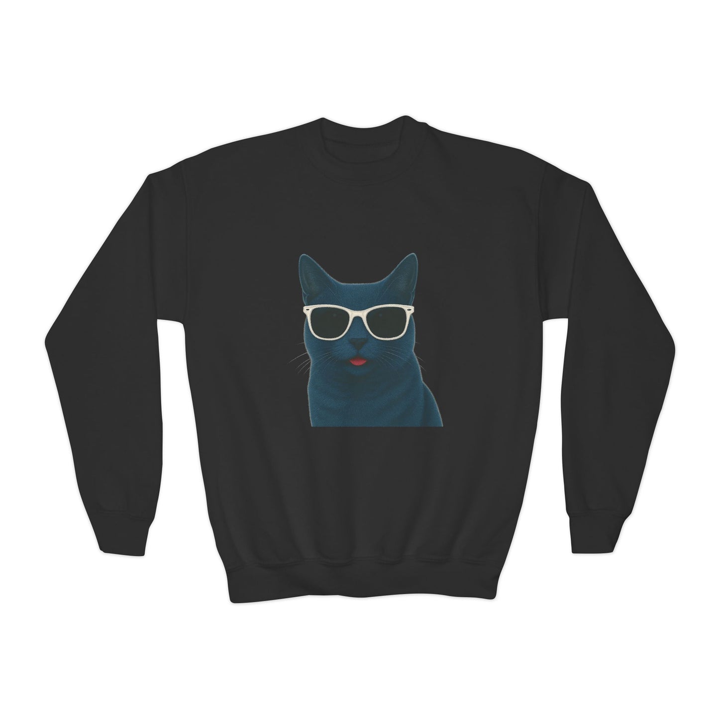 Russian Blue Cat Wearing Sunglasses - Youth Sweatshirt