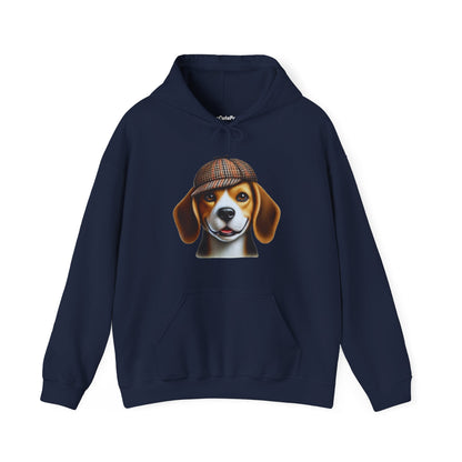 Smiling Beagle Wearing Deerstalker Hat - Adult Hoodie - Too Cute Pets