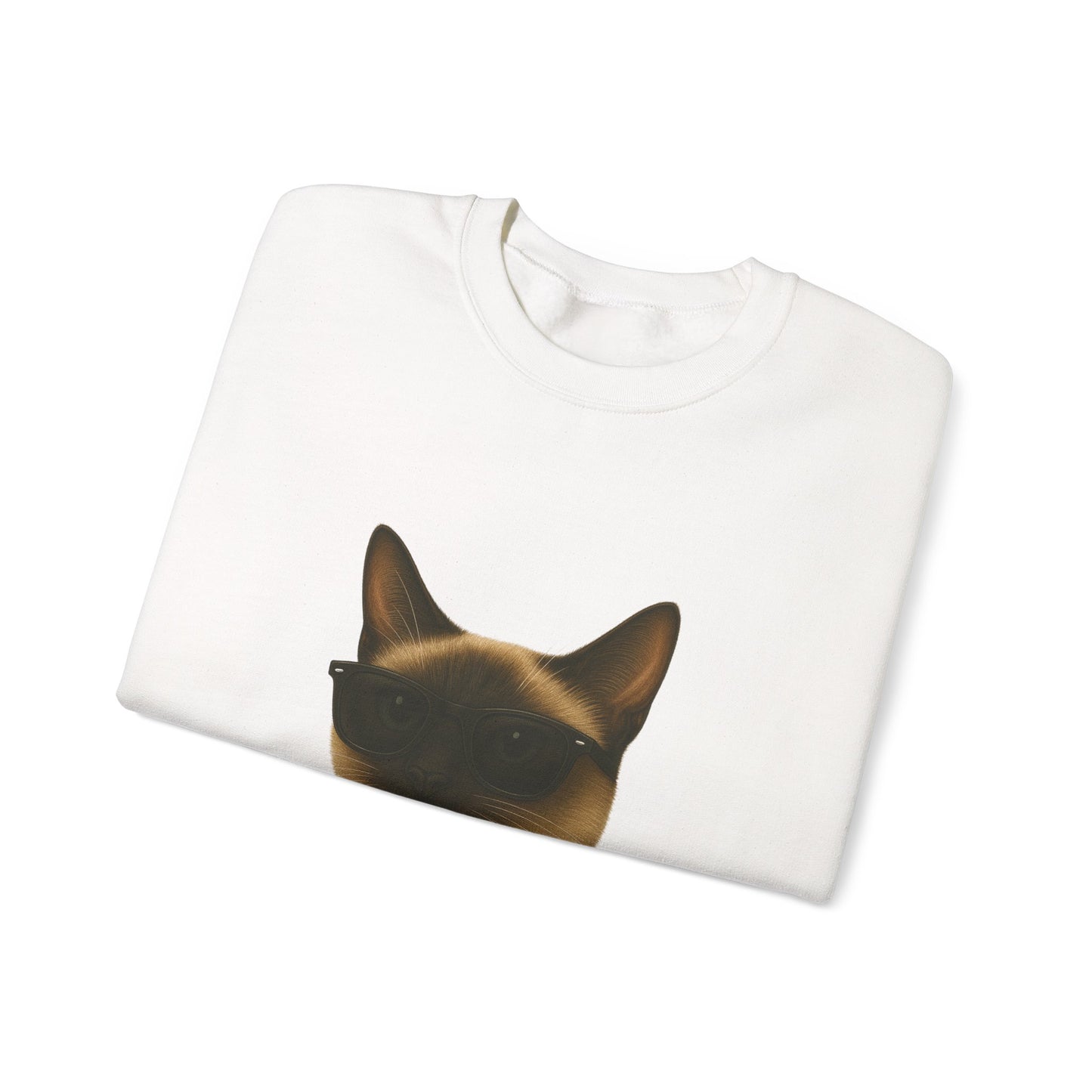 Siamese Cat Wearing Sunglasses - Adult Crewneck Sweatshirt