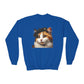 Calico Cat Wearing  a Heart Beret - Youth Crewneck Sweatshirt - Too Cute Pets