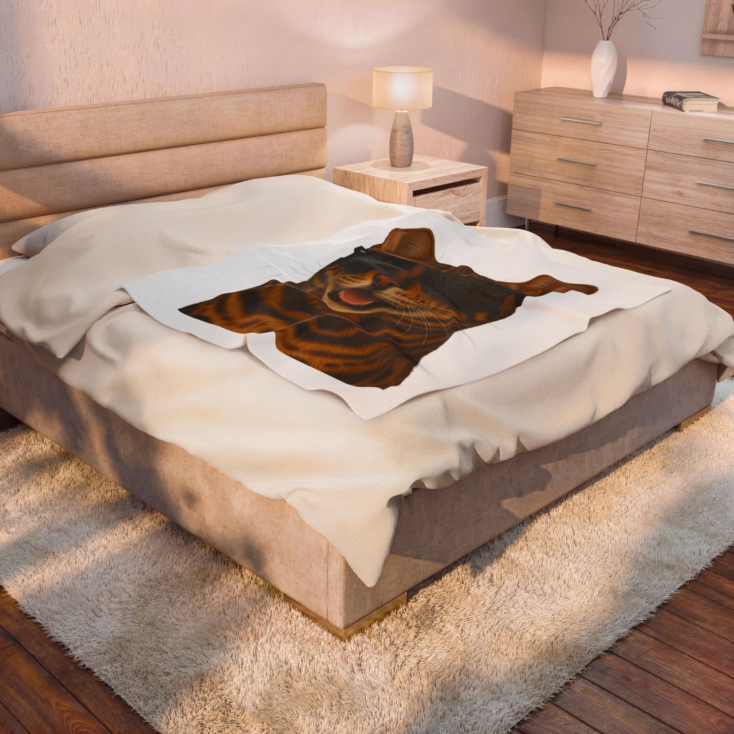 Bengal Cat Wearing Sunglasses - Sherpa Blanket
